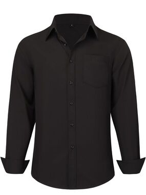 Amazon Essentials Black Long-Sleeve Dress Shirt with Chest Pocket